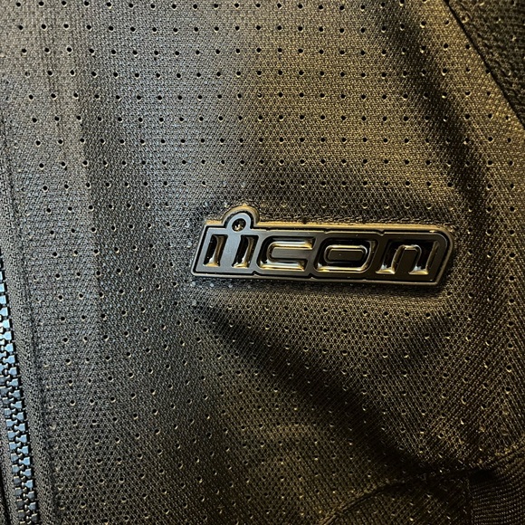 Men’s ICON Motorcycle Black Perforated Jacket - Picture 2 of 4